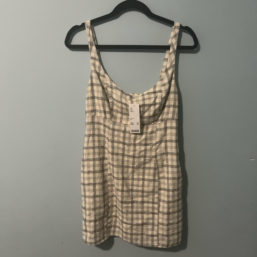 Urban Outfitters Cream and Black Checkered Top